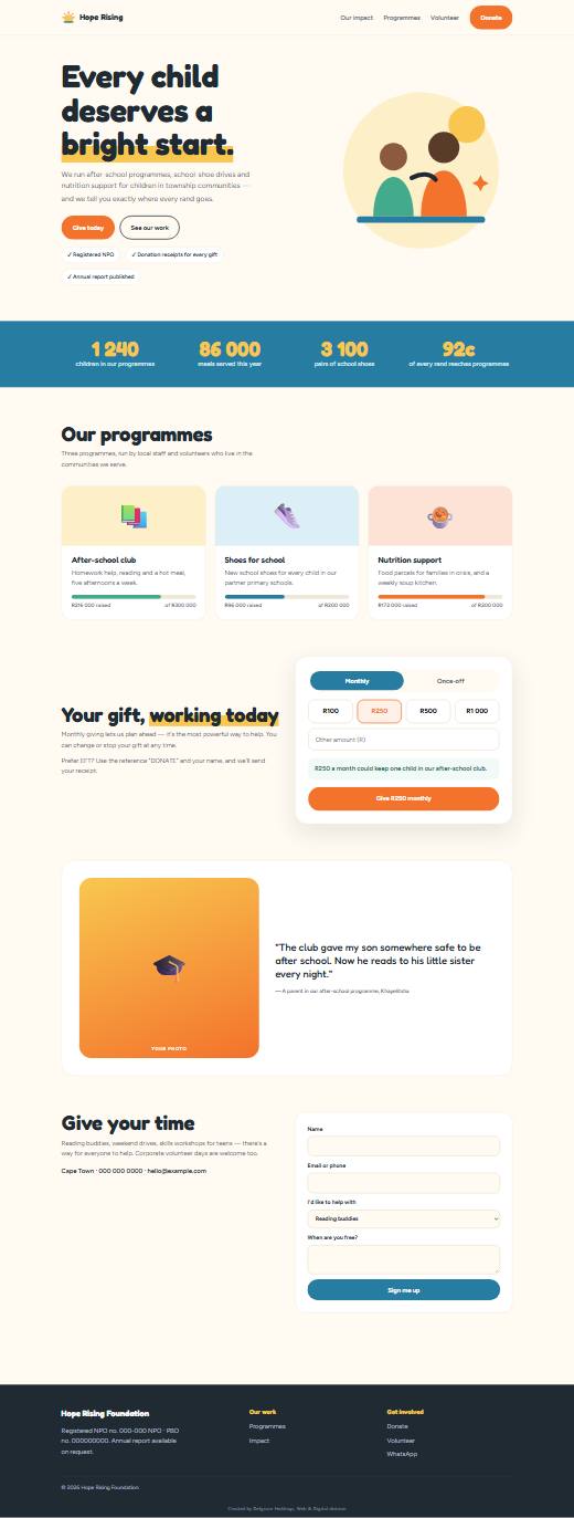 Screenshot of the Non-profit & NPO template
