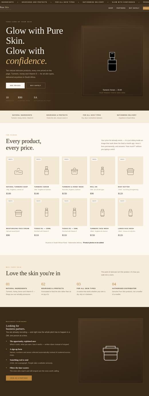 Screenshot of the Natural skincare brand template