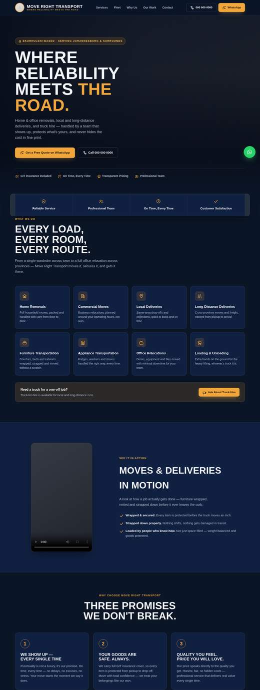 Screenshot of the Removals & transport company template